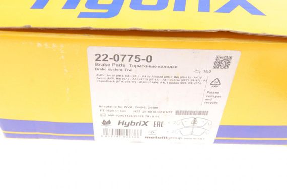 Колодки гальмівні передні Audi A4 A5 07- 22-0775-0 | Зображення 8