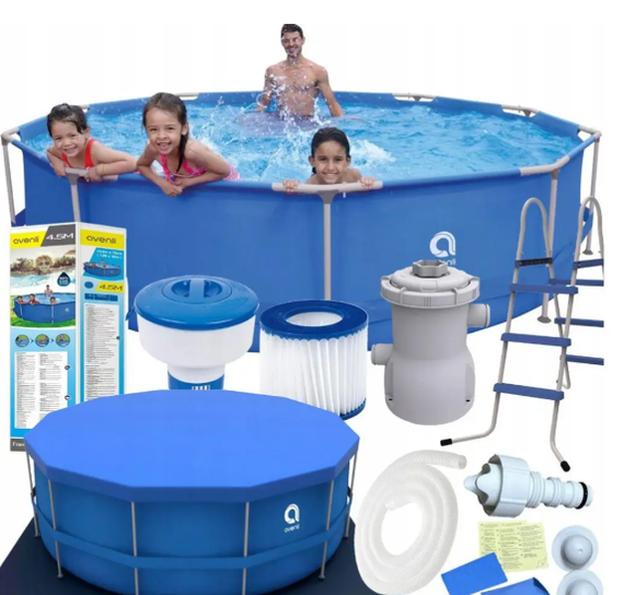 Круглый каркасный бассейн Avenli 450х90 см сборный бассейн для дачи большой семейный бассейн для плавания | Зображення 1