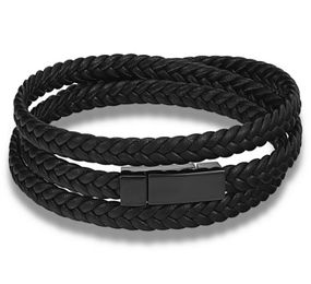 Чоловічий шкіряний браслет Primo Long Rope з магнітною застібкою - Black