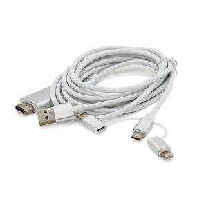 Конвертер Type-C/Micro/Lighting (папа) на HDMI(папа) 1,8м, GOLD, 4K/2K, Пакет