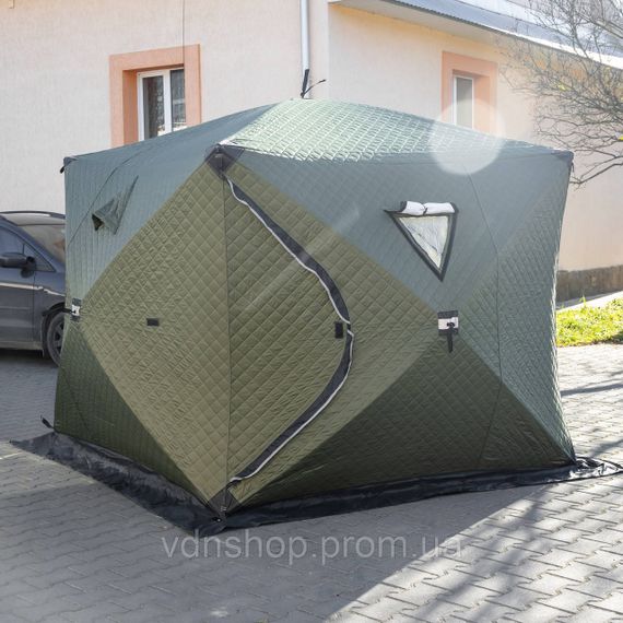 Намет зимовий утеплений "куб" 230*230*210 см для рибалки туризму кемпінгу та подорожей Хакі LU-BD21