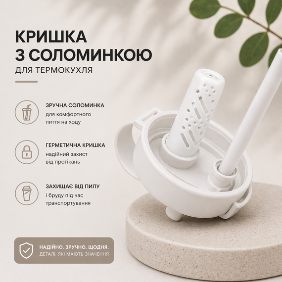 Термокухоль 650 мл із соломинкою та чайним інфузором, Білий "JUST TO BE DIFFERENT" —  без BPA, антиковзкий | Зображення 7