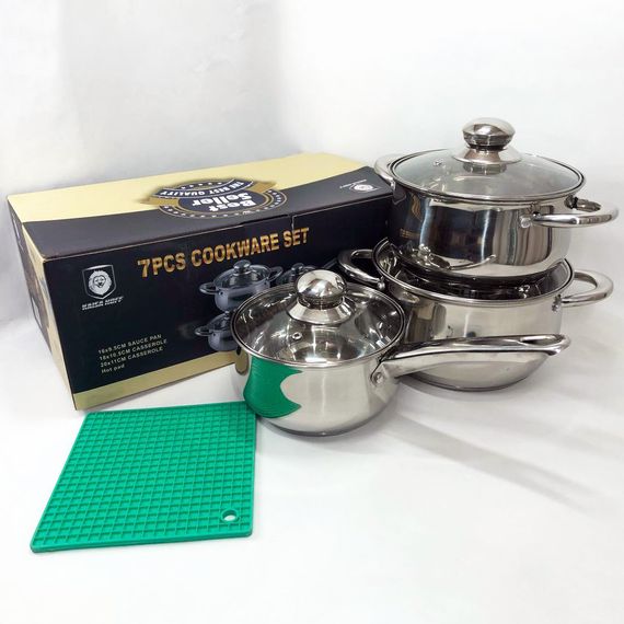 Набір каструль 7 предметів LB-1927B-7 із нержавіючої сталі зі GE-497 скляною кришкою | Зображення 4