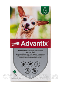 Краплі проти зовнішніх паразитів для собак Elanco Advantix до 4 кг ЦІНА ЗА 1 ШТ 85910388