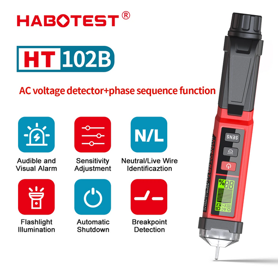 Безконтактний тестер напруги HABOTEST HT102B 12-1000V AC з LCD