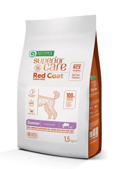Корм Nature's Protection Superior Care Red Coat Grain Free Junior Mini Breeds сухий для юніорів з рудим забарвленням шерсті 1.5 кг
