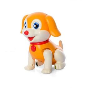 Музыкальная игрушка FW-2059A (36шт) собака17см,муз,звук,свет,ходит, 2цв,на бат,в кор-ке, 13-16-13см Жёлтый