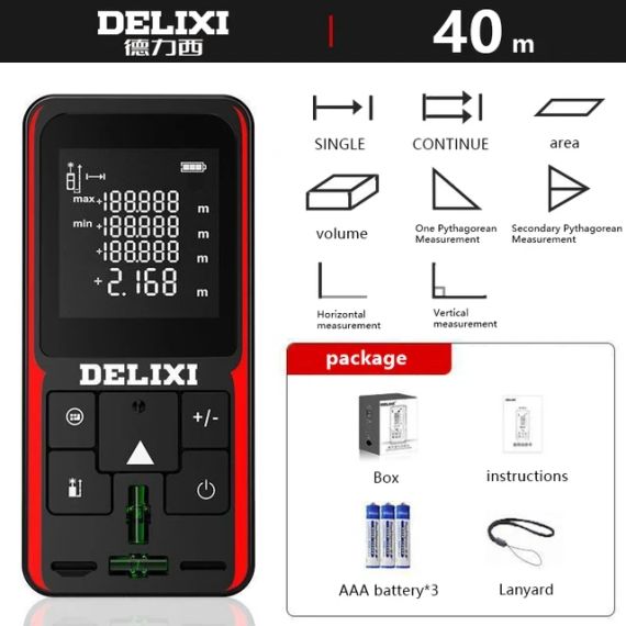 Портативный лазерный электронный дальномер DELIXI, 50 м | Зображення 3