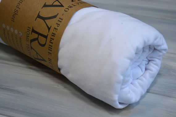 Простирадло 180х200+25см трикотаж на резинці Біле | Зображення 1