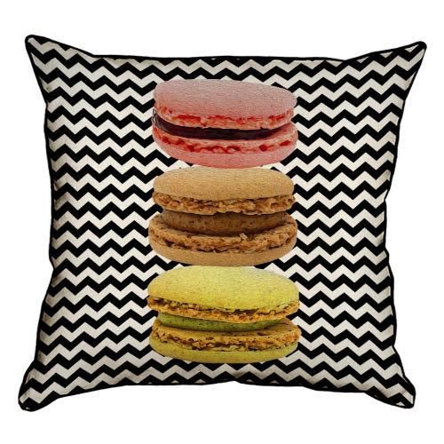 Подушка з мішковини Macarons на фоне зигзага 45x45 см (45PHB_SWE015_WH)