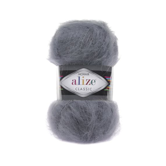 Пряжа Alize Mohair Classic 87 вугільно-сірий алізе мохер класік