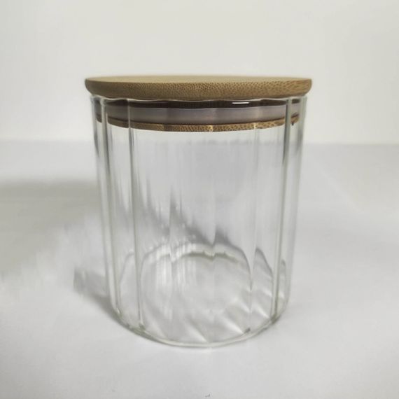 Емкость стеклянная с деревянной крышкой (круглая полосатая) VT-7607 Vittora 700 мл | Зображення 2