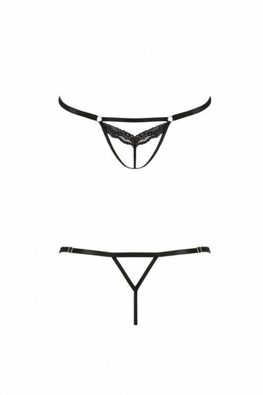 Трусики-стрепы Passion Exclusive SOLON THONG 2XL/3XL Черные | Зображення 1