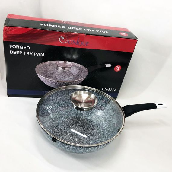 Сковорода глибока UNIQUE UN-5172 28 см з кришкою, Міцна сковорідка з антипригарним покриттям | Зображення 4