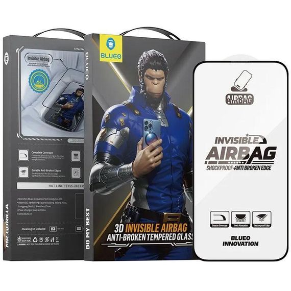 Захисне 3D скло Blueo Invisible Airbag Anti-broken для Apple iPhone 17 Air (6.5") Чорний | Зображення 2
