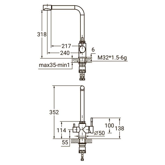 Змішувач для кухні гусак з виходом для питної води Aquatica 9722121 | Зображення 1