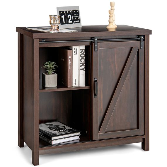 Кухонный комод-буфет Costway Sideboard с амбарной раздвижной дверцей лофт рустик | Зображення 6