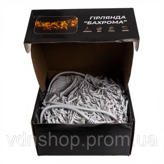 Уличная гирлянда Бахрома 25 м 405 LED гирлянда штора белый провод Мультиколор 25MWML | Зображення 3