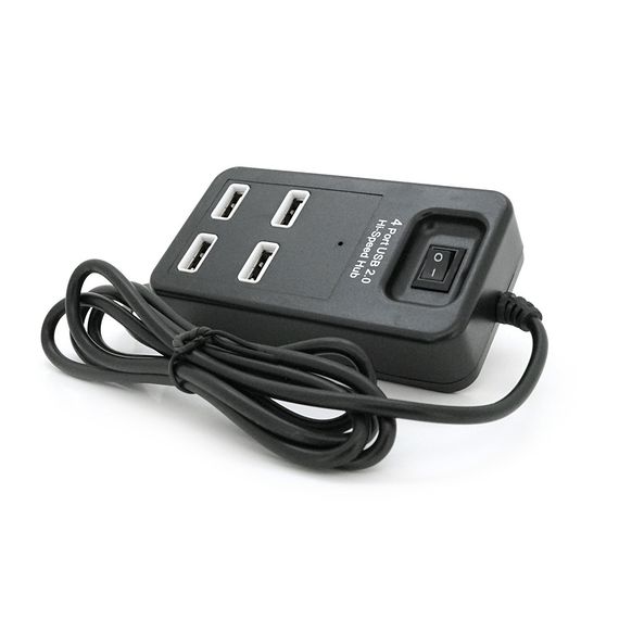 Хаб USB 2.0 4 порти, Black, 480Mbts живлення від USB, з вимикачем, Blister Q100 | Зображення 3