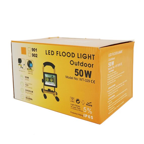 Переносний ліхтар-прожектор Watton WT-329 (50W), 24 LED(SMD), 3 режими роботи, заряд від 5V, батарея 2*(18650/6800ma/h), Box | Зображення 3