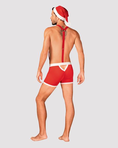 Мужской эротический костюм Санта-Клауса Obsessive Mr Claus 2XL/3XL, боксеры на подтяжках, шапочка с | Зображення 3