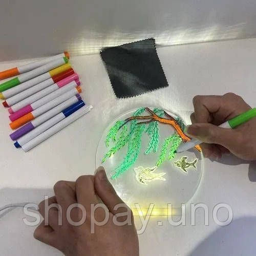 Круглий світильник-нічник WordPad AND 5502 15 см від USB • LED-дошка для нотаток AND 5502 з маркером для дому, офісу та декору | Зображення 2