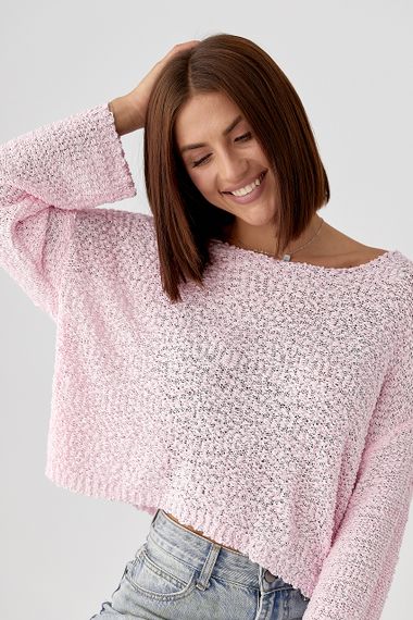 Кофта-павутинка із букле - рожевий цвет, ONE SIZE (є розміри)