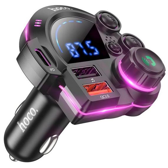 АЗП FM модулятор Hoco DFM01 Legend 20W+QC3.0 (2USB-A/1C) Black