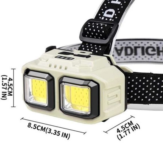Налобный фонарь HX-816S-2COB LED фонарик аккумуляторный 4 режима работы красный свет сенсорный датчик движения | Зображення 1