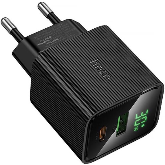 СЗУ Hoco CS84A Excellent with digital display PD30W+QC3.0 (1USB-A/1C) Black | Зображення 4