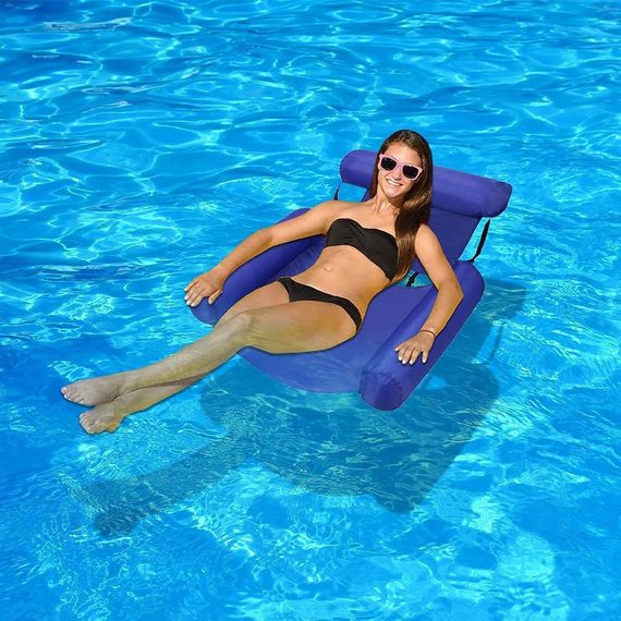 Надувной матрас-кресло для плавания (100×120см), Синий / Пляжное кресло для купания / Складной матрас для | Зображення 7
