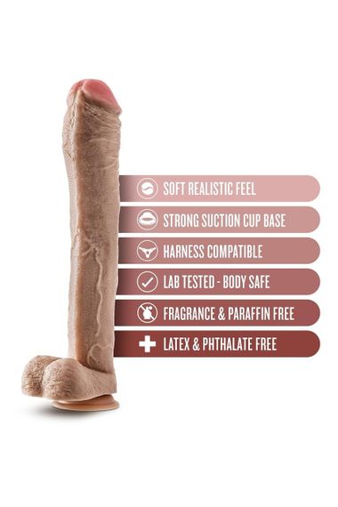 Фалоімітатор Гігант реалістичний Blush Dr. Skin Mr. Ed з яєчками, бежевий Sex Aura | Зображення 1