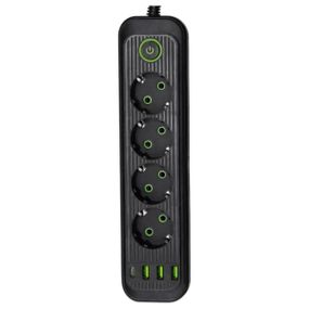 Мережевий фільтр-подовжувач 5 розеток 3xUSB-A 1xUSB-C 5м чорний HP-5-40