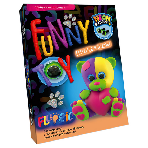Набор креативного творчества "AIR CLAY "FLUORIC" AICL-FL-01, 4 цвета Мишка
