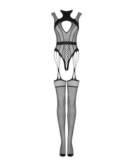 Ажурний бодістокінг з отворами Obsessive Bodystocking G327 black , чорний, комбінезон, з доступ, S/M/L | Зображення 4
