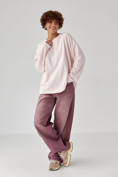 Лонгслів вільного крою з рукавами-реглан - пудра цвет, ONE SIZE (є розміри) | Зображення 2