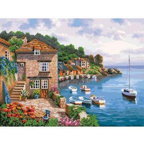 Картина по номерам + Алмазная мозаика "Городская пристань" ★★★★