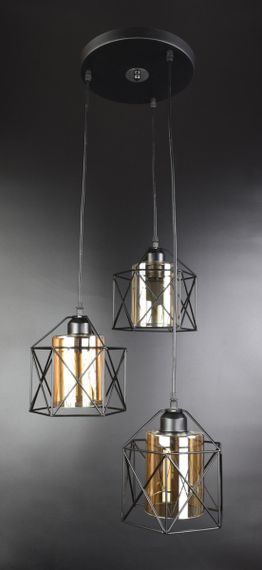 Люстра підвісна LOFT на 3 лампочки 25977 Чорний 30-95х47х47 см.