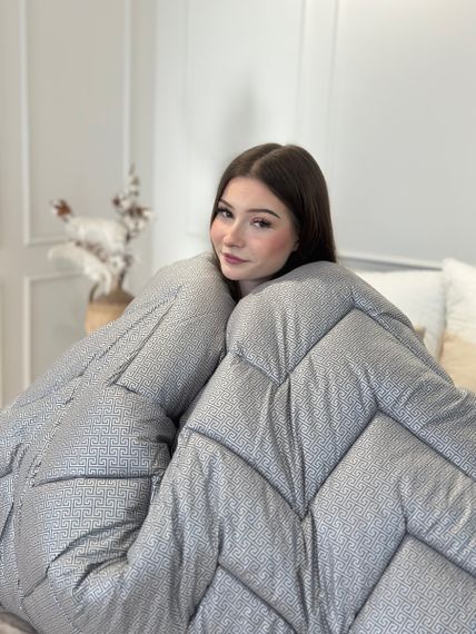 Ковдра полуторна стьобана всесезонна з холофайбера на кнопках Leri Max 21448 145х210 см сіра | Зображення 8