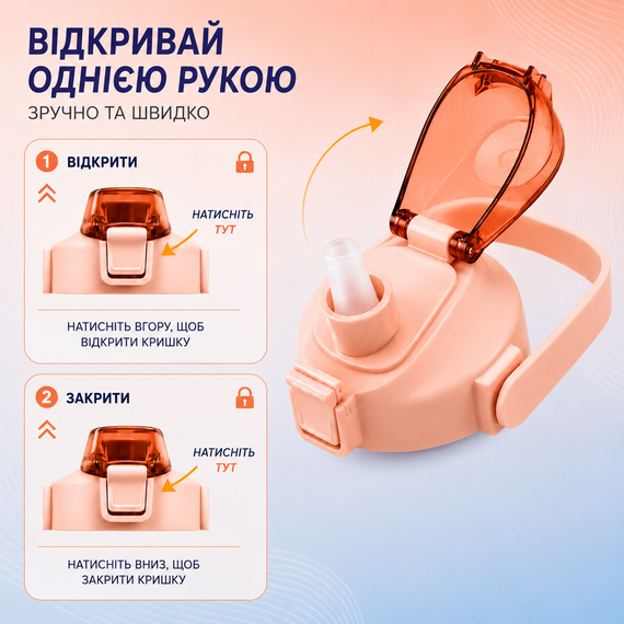 Спортивная бутылка для воды 2000 мл (2 л) с ремешком и шкалой, градиент розовый матовый | Зображення 8