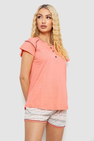 Пижама женская с принтом, цвет персиковый, 243R0004-P5 | Зображення 2