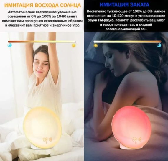 Световой будильник-ночник LumiRise с эффектом рассвета и заката | Зображення 3