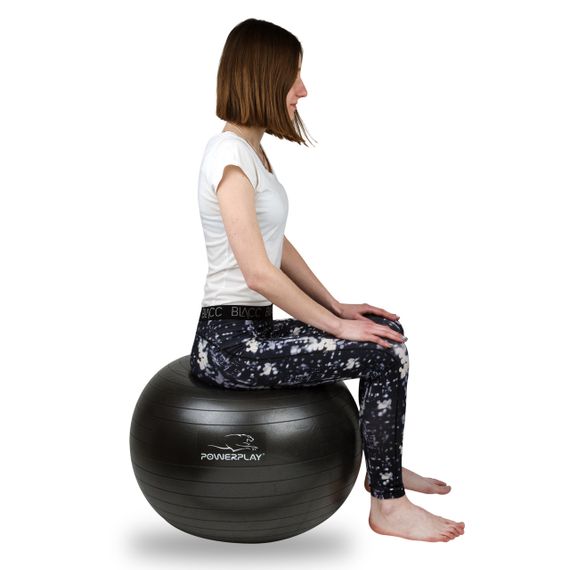 М'яч для фітнесу (фітбол) PowerPlay 4001 Ø65 cm Gymball  Чорний + помпа | Зображення 4