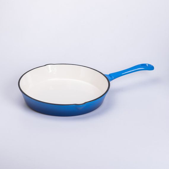 Набір чавунного посуду для приготування 3 каструлі та сковорода з емальованим покриттям Синій | Зображення 6