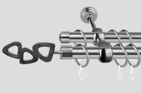 Карниз для штор двухрядный металлический 19 мм, Лилет Сталь 300 см.