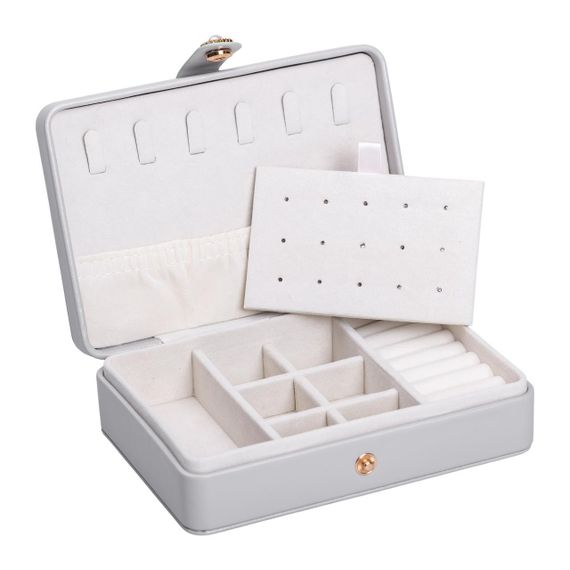 Скринька для прикрас з еко шкіри 16×11×4.7 см органайзер для ювелірних виробів HP-5-30G | Зображення 2