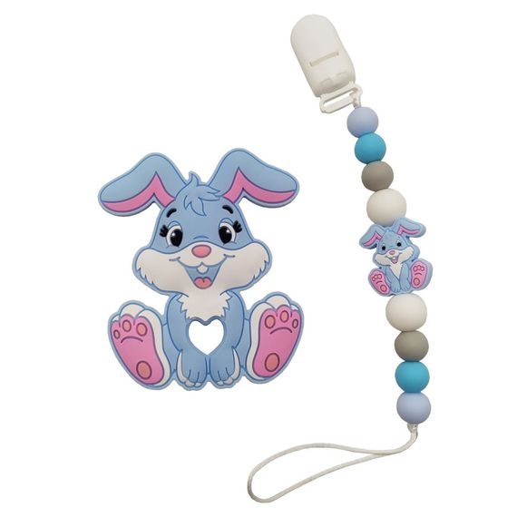 Прорезыватель WD210921 Зайчик силиконовые бусы Синий
