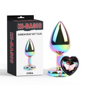 Анальна пробка з кристалом у вигляді серця Chisa Hi-Basiс, райдужна sexstyle