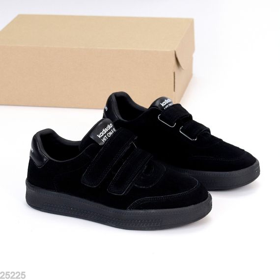 Повсякденні чорні кеди на липучках натуральна замша в асортименті | Зображення 5