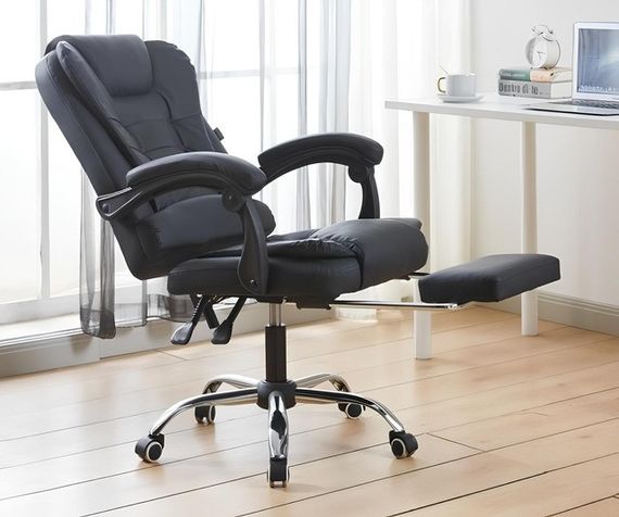 Крісло офісне на колесах Bonro Бонро B-6071 TPF чорне з підставкою для ніг (42412008) | Зображення 2